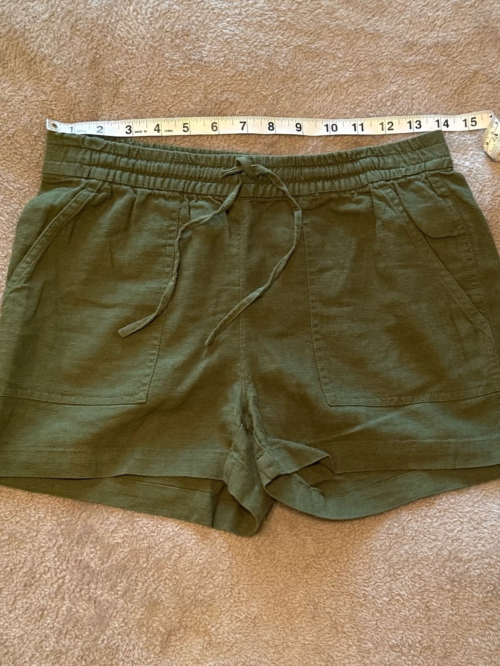 J.Crew | Olive Linen-Blend Drawstring Shorts | Size = XXS - Picture 5 of 8